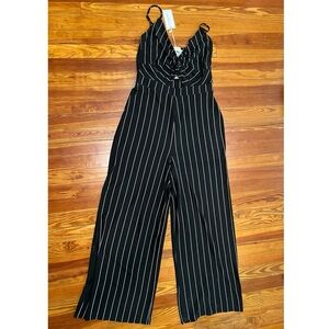 Black and White Striped Jumpsuit